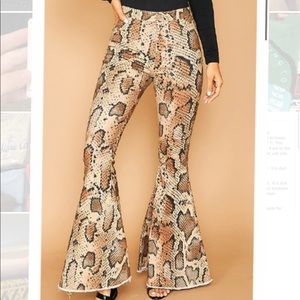 Snake print flare jeans